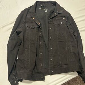 black denim volcom trucker jacket xxl